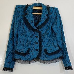 Rickie Freeman Teri Jon Blazer Size 10 Teal Black